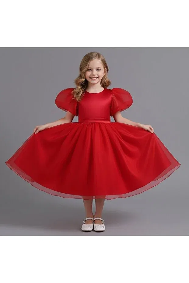 Детское платье для девочек с коротким рукавом Asel Kids, Red