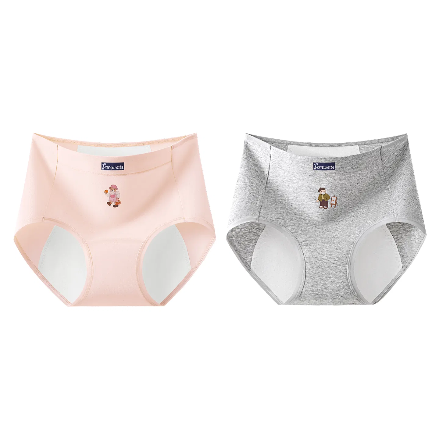 Детские трусы для девочек с завышенной талией Red bean, Strawberry Pink Light Gray Floral