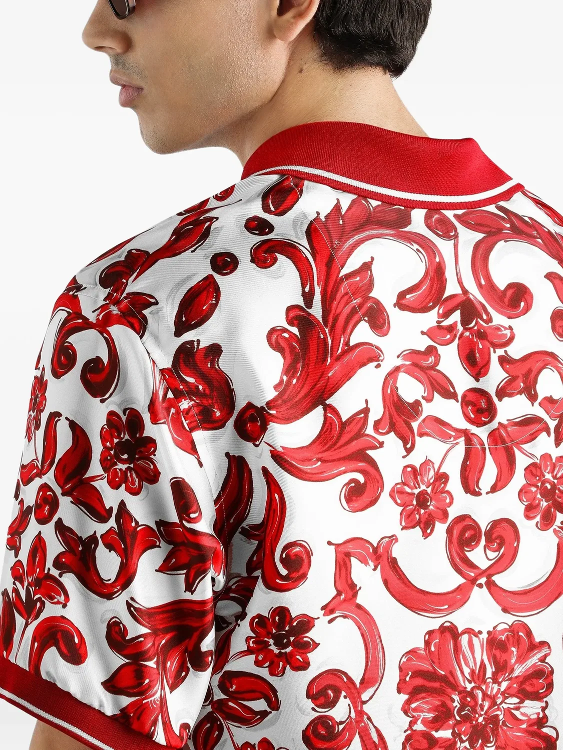 Твиловая рубашка с принтом Majolica Dolce & Gabbana, белый — фото 4