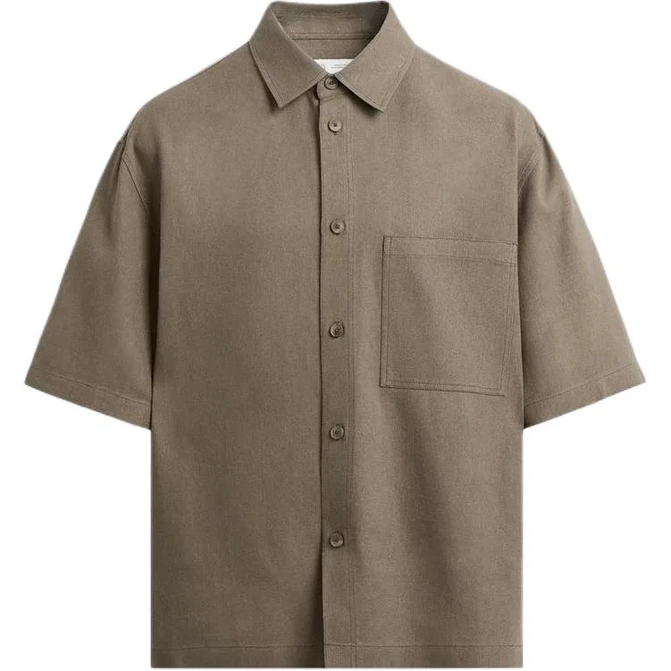 Мужская рубашка с воротником и длинным рукавом Gray Brown ZARA, Gray Brown