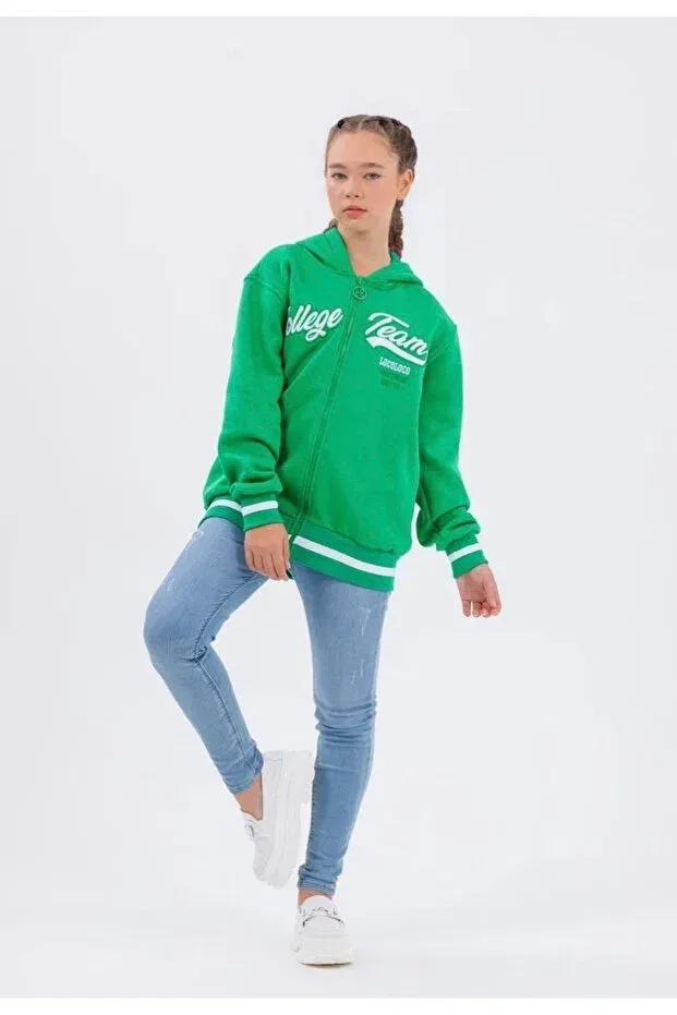 Детский кардиган с вышивкой Unisex Embroidered 3 Thread Mustard College Loco Loco, Light Green