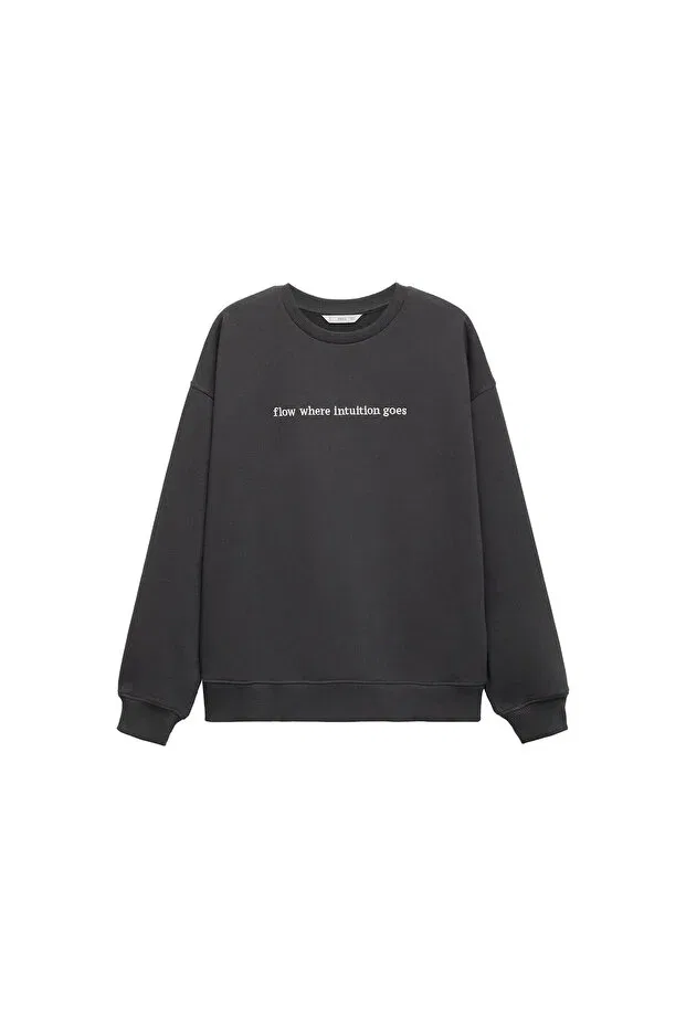 Детские свитшот для девочек хлопковый Mango, Charcoal Color — фото 2
