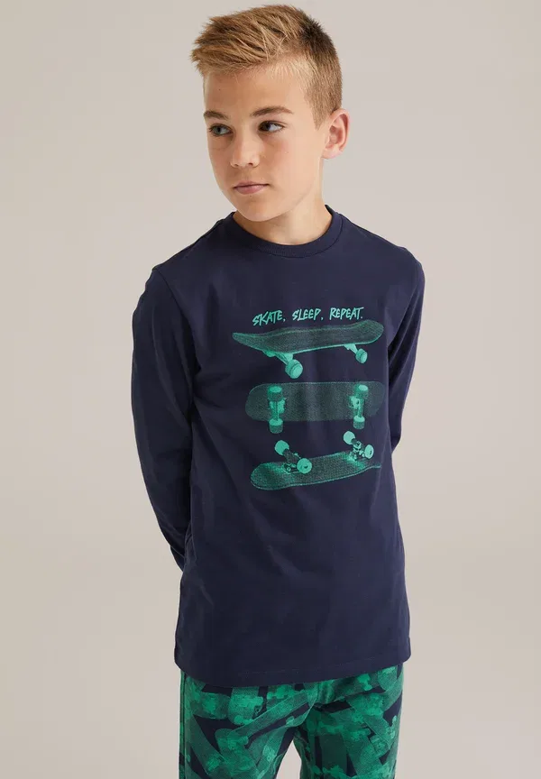 Комплект пижамы с принтом Pyjama set We Fashion, Navy Blue, темно-синий — фото 3