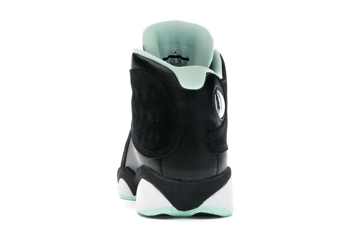 Детские кроссовки Lifestyle с контрастными акцентами Jordan 13 Retro, Black/Metallic Gold-Mint Foam-White — фото 4