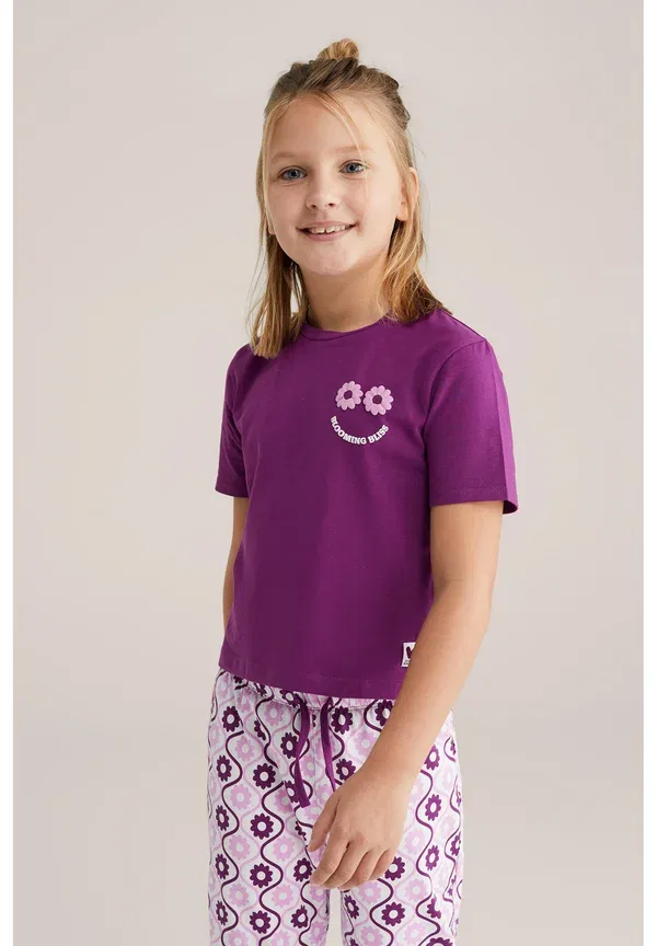 Пижамный комплект с цветочным принтом, We Fashion, purple, фиолетовый — фото 3