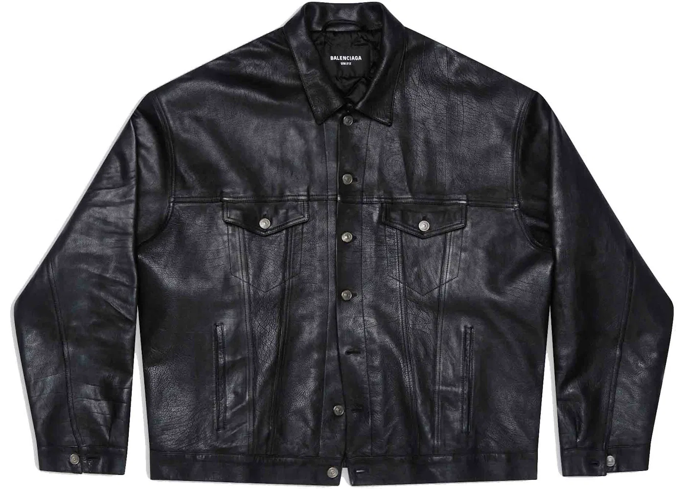 Мужская кожаная куртка в стиле деним Balenciaga, Black