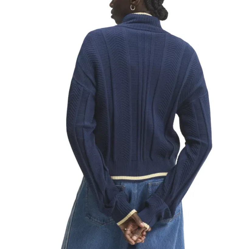 Женская куртка Cable Knit Firebird Track Top Asia SIzing 'Night Indigo' adidas, Night Indigo — фото 2