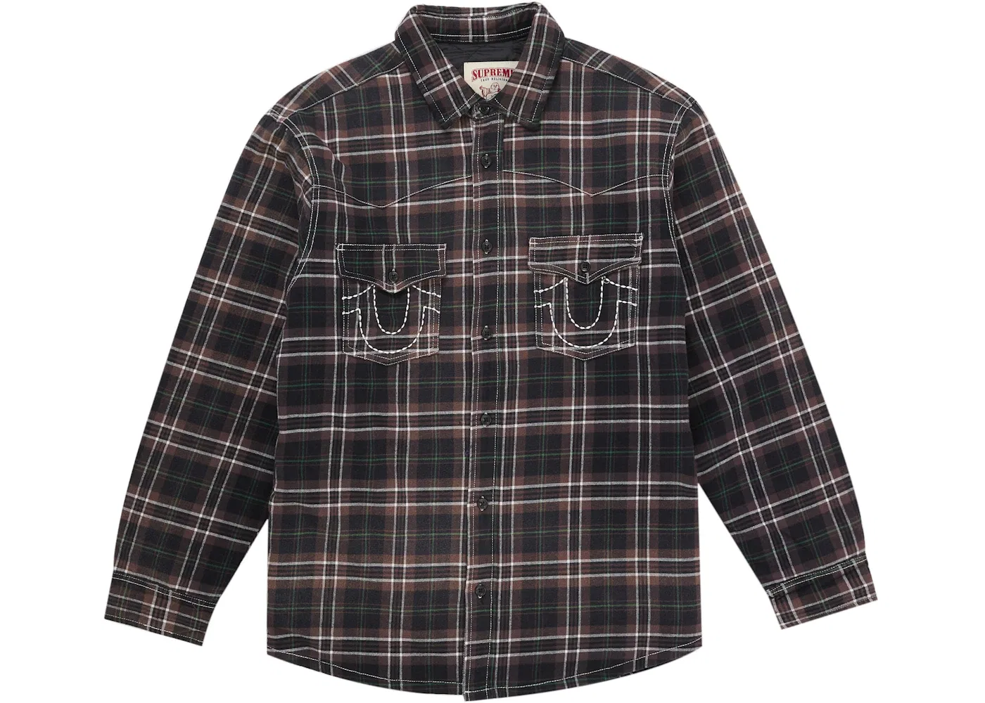 Мужская рубашка с начесом и стеганой подкладкой Supreme True Religion, Black