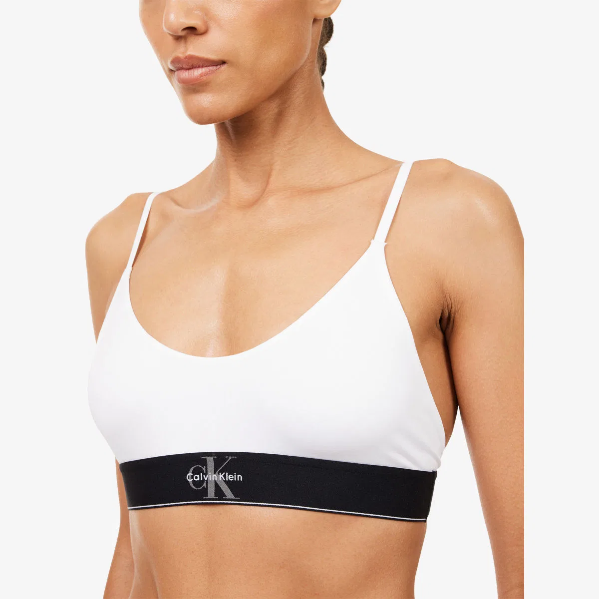 Бюстгальтер-топ из эластичной микрофибры с графическим монограммом Calvin Klein, белый — фото 4