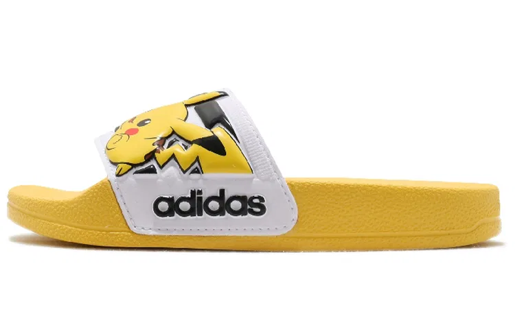 Детские уличные шлепанцы с принтом Пикачу Adidas, White Yellow