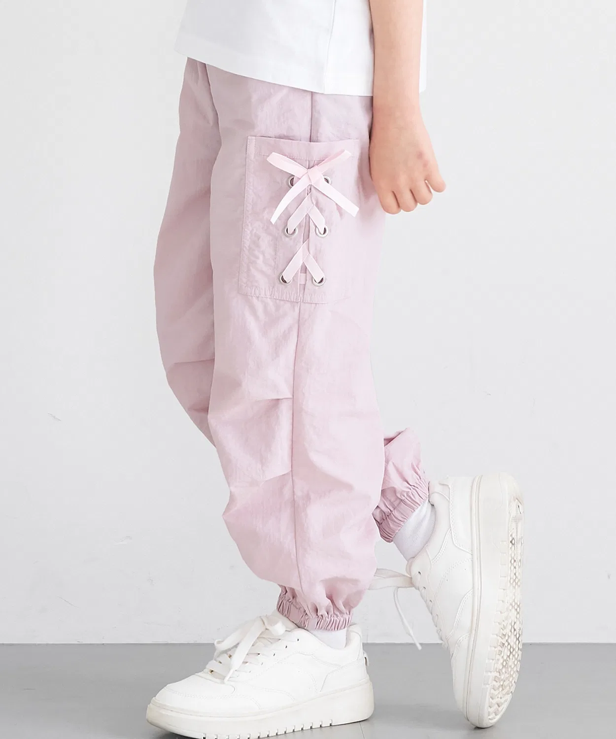 Coca(coca) Детские парашютные штаны с кружевной шнуровкой, модель COCA, Light Pink