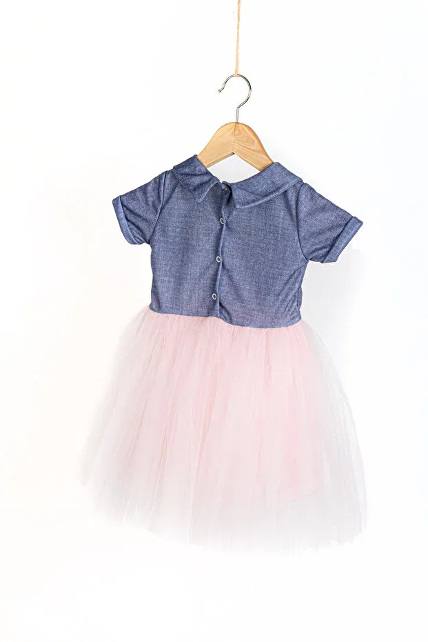 Детское платье из фатина с принтом Neocotton, Navy-Pink — фото 4