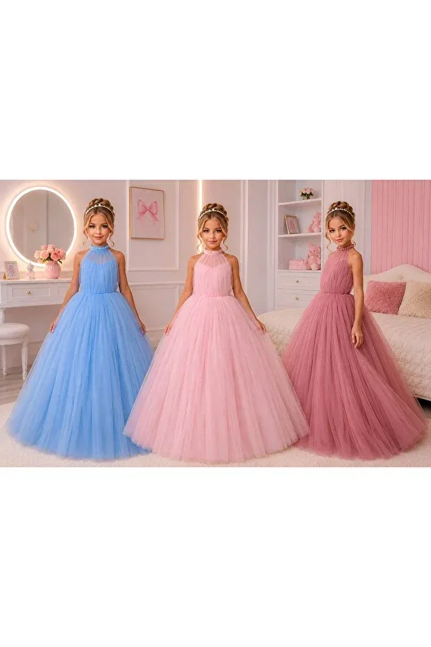 Детское платье для девочек с открытой спиной Uzun Butik Kids, Pink — фото 4