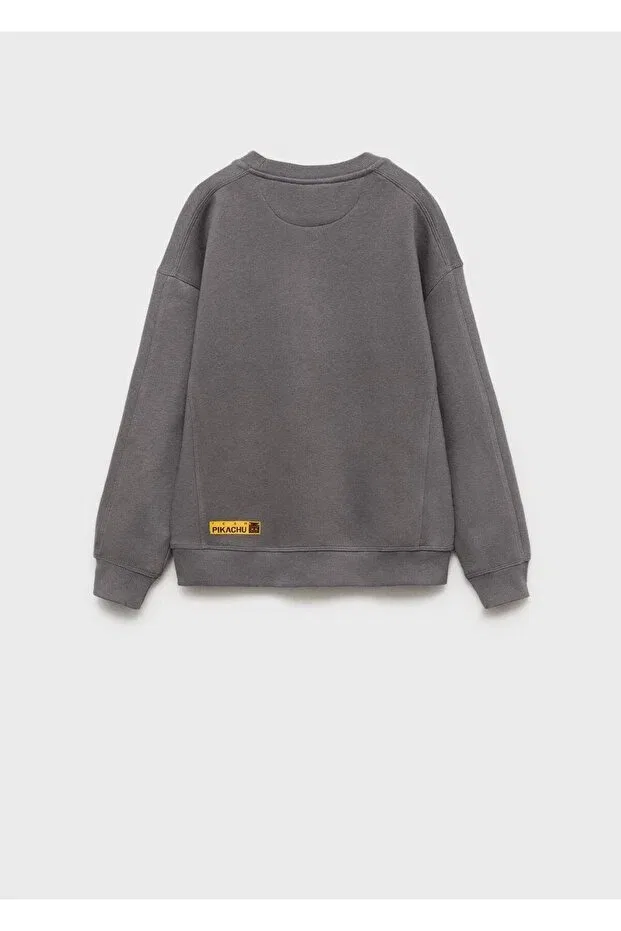 Детские свитшот для мальчиков оверсайз с длинным рукавом Mango Kids, Coal Black — фото 2