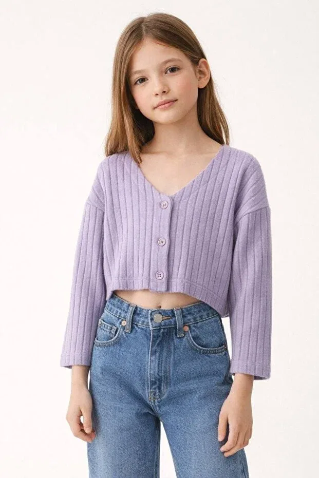 Детский кардиган для девочек текстурированный Pink Export, Purple — фото 2
