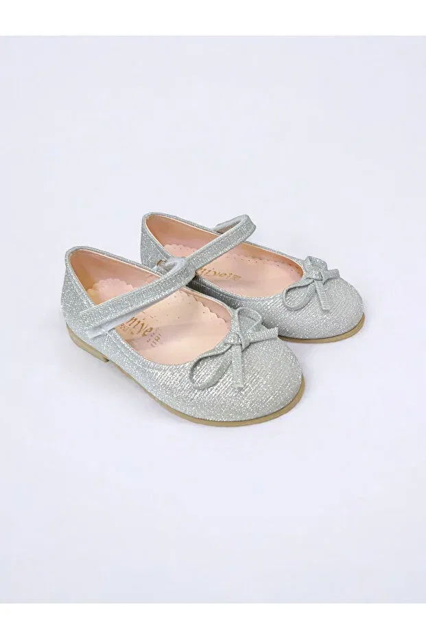 Детские туфли для девочек с бантом Patik Bebe, Silver Glass — фото 3
