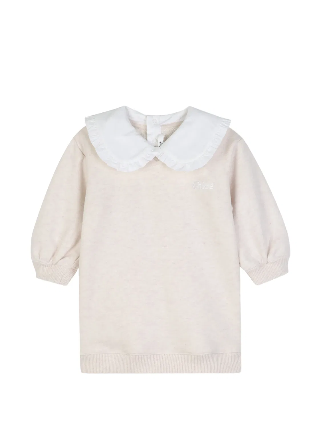 Chloé Платье из хлопка с рюшами, нейтральные тона