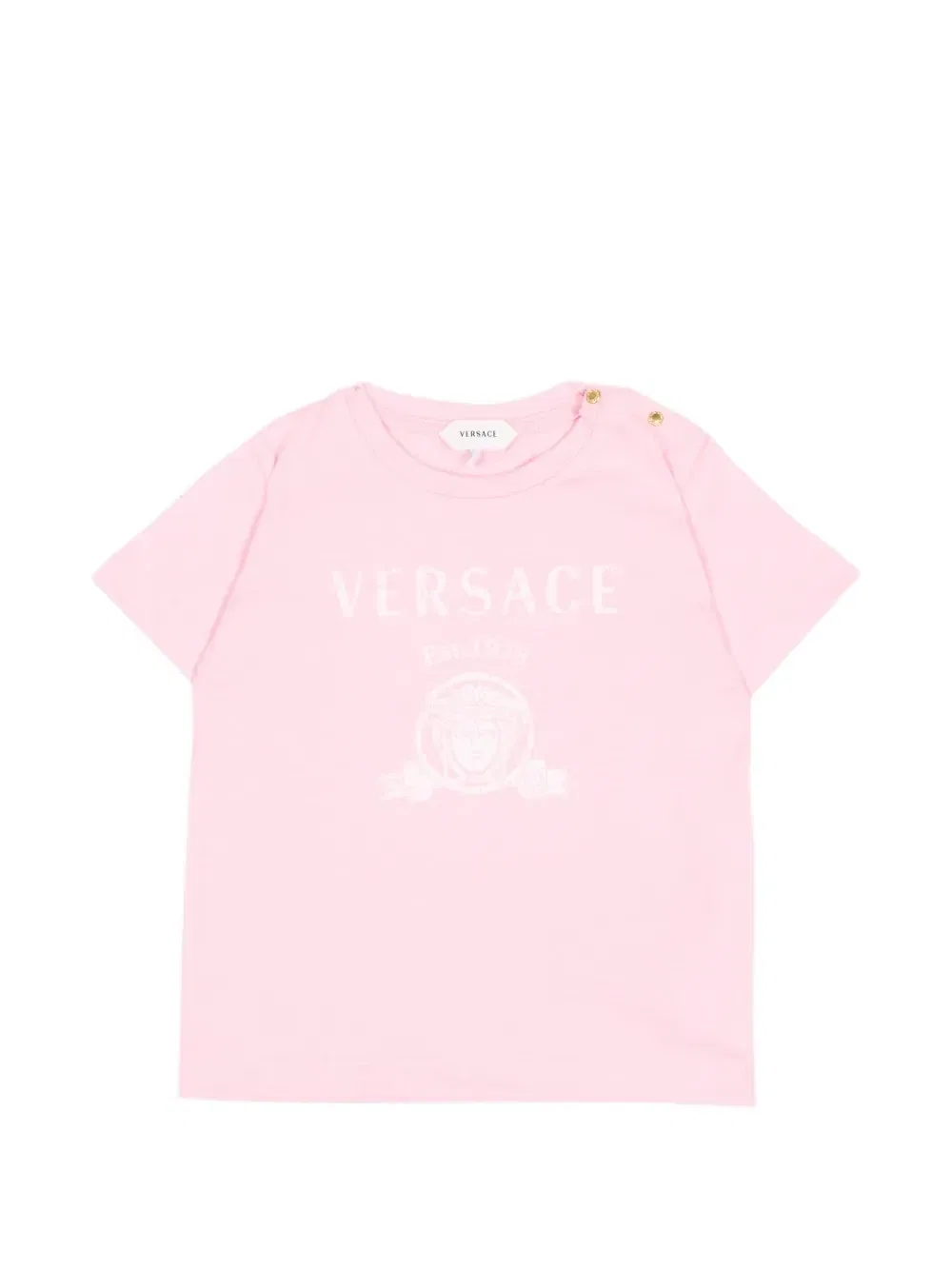 Футболка из хлопка с логотипом Versace Kids, розовый