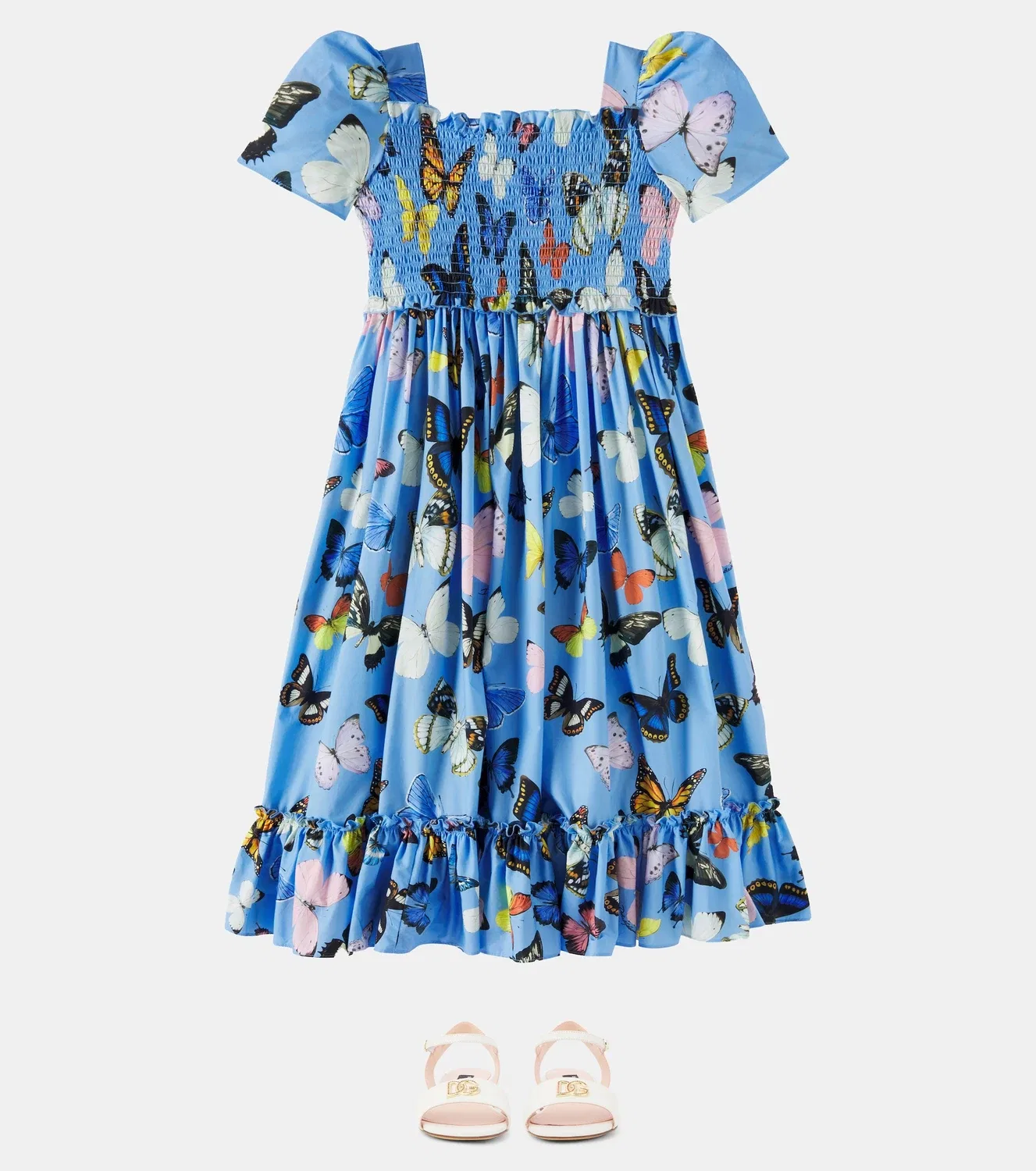 Платье хлопковое с принтом Dolce&Gabbana Kids, синий — фото 2