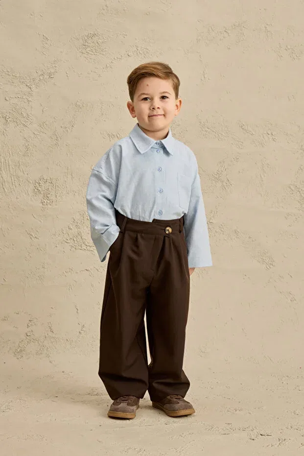 Детские брюки для девочек плиссированные Fahhar Kids, Brown — фото 2