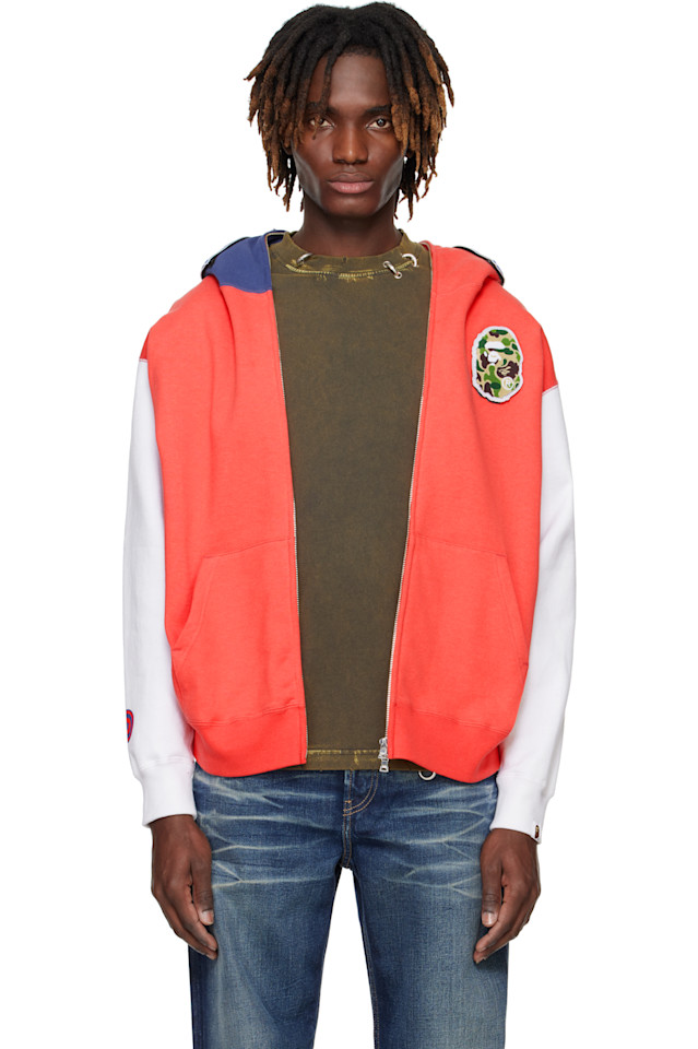 

Японская акула худи на молнии Bape, красный