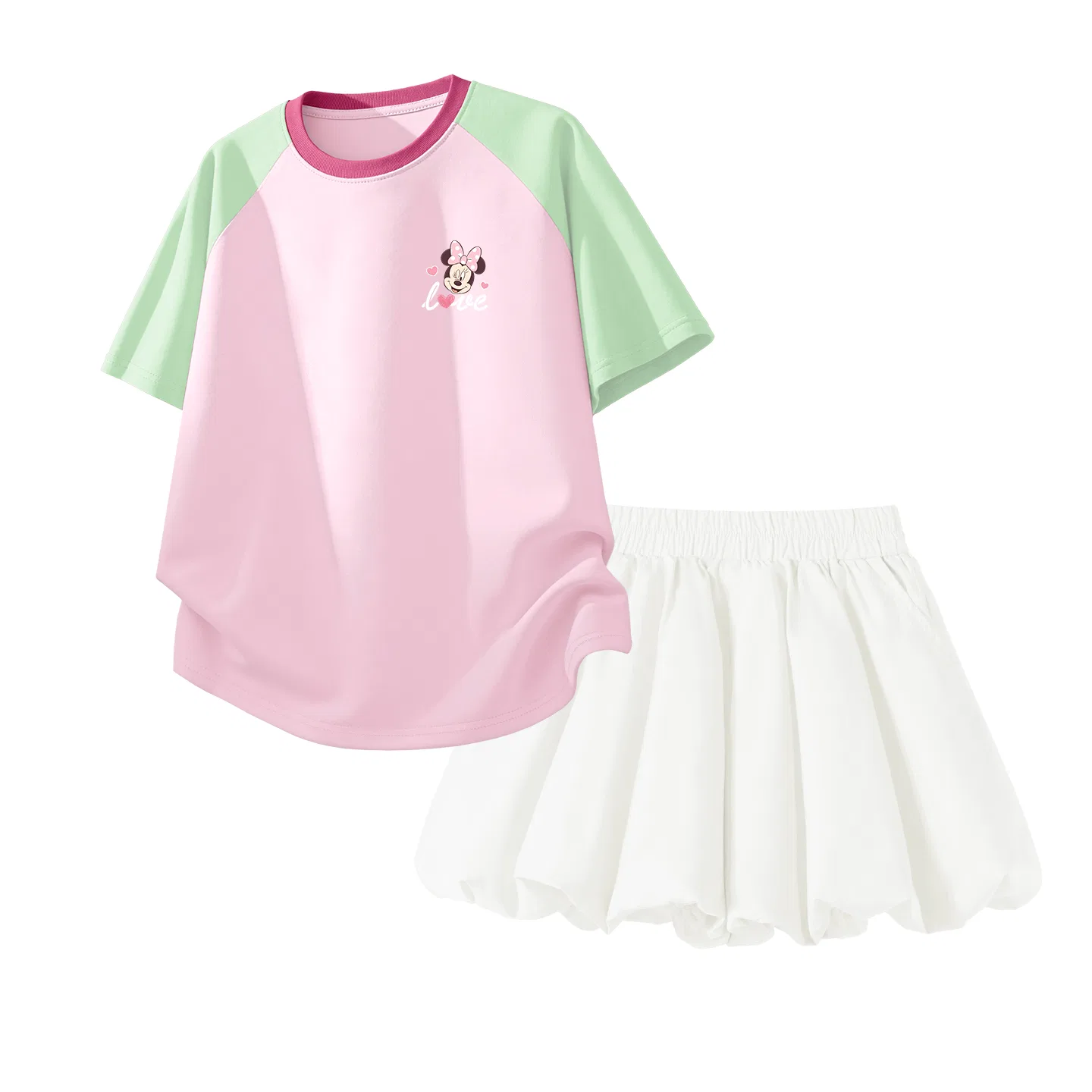 Спортивный костюм Disney Casual Sportswear 2 Piece Set Kids' Blink Heart K Green Pink + Pure Frost White
