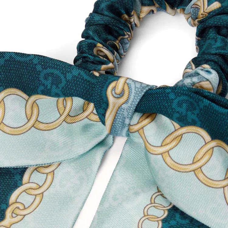 Резинка для волос Mulberry Silk, GUCCI, Blue/Light Blue — фото 2