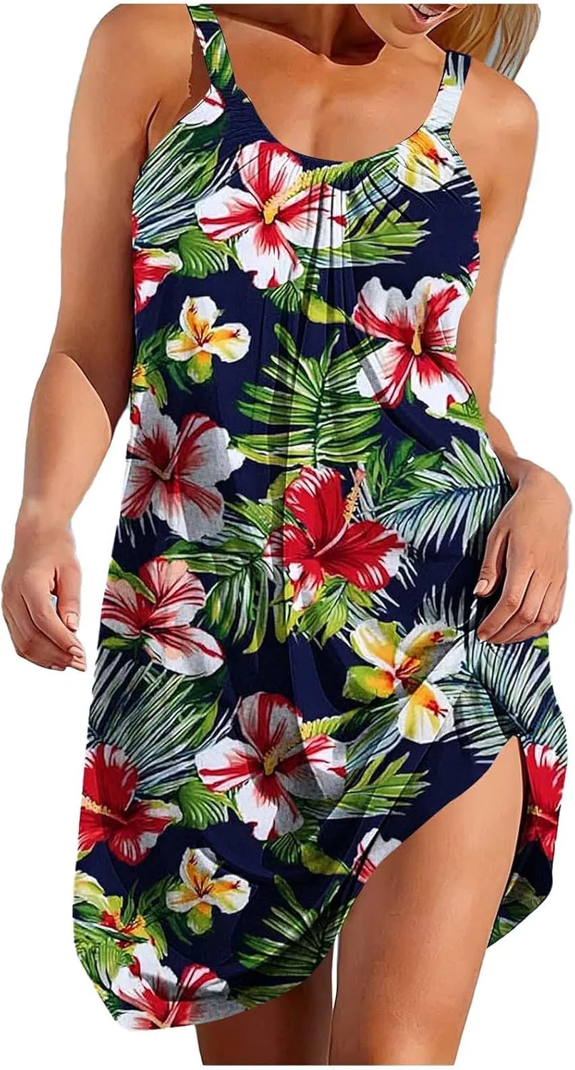 Женское летнее мини-платье с принтом Casual Dresses, Red