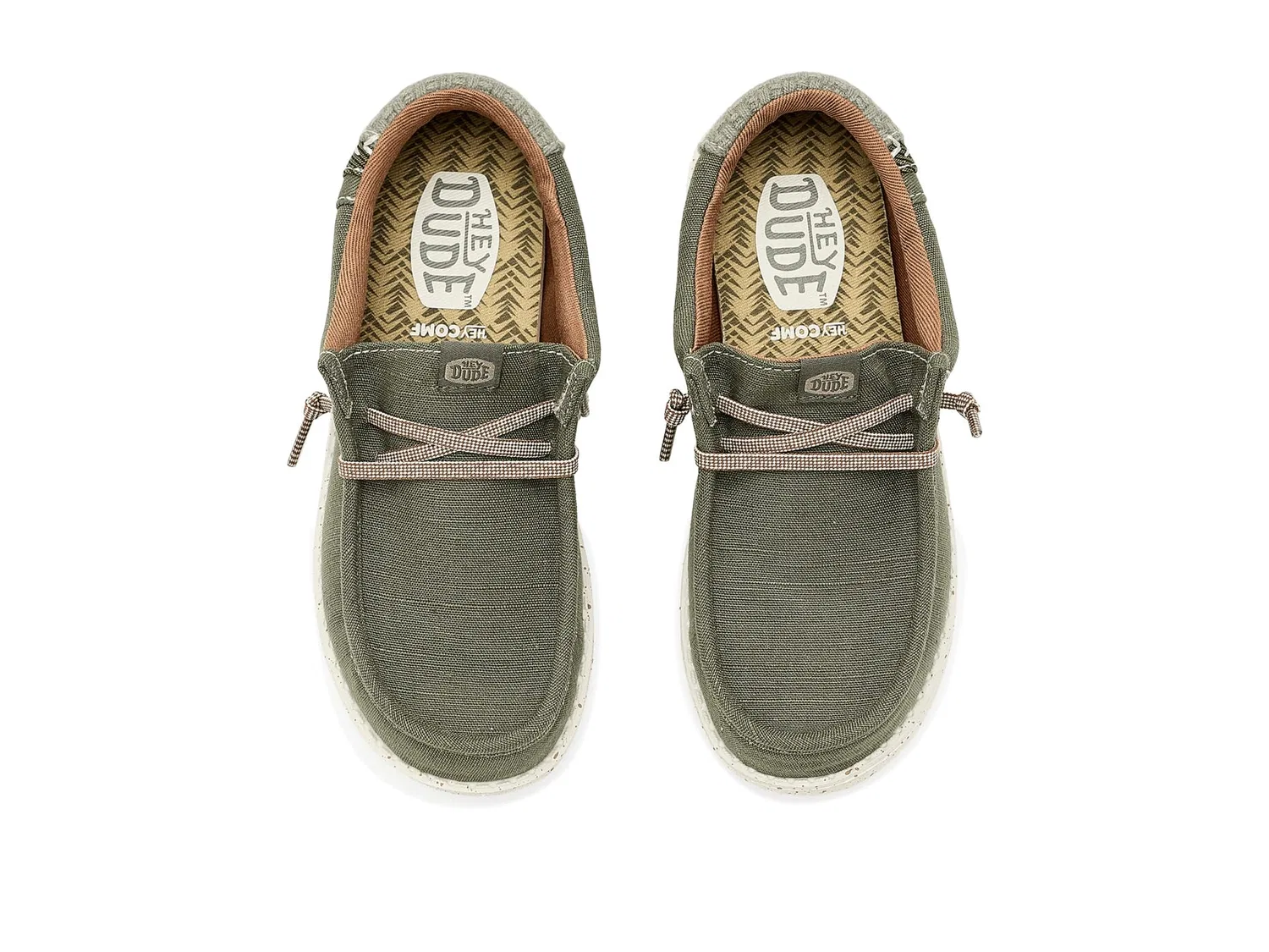 Кроссовки Wally Break Heathered Woven (для маленьких и больших детей) Hey Dude Kids, Olive — фото 3