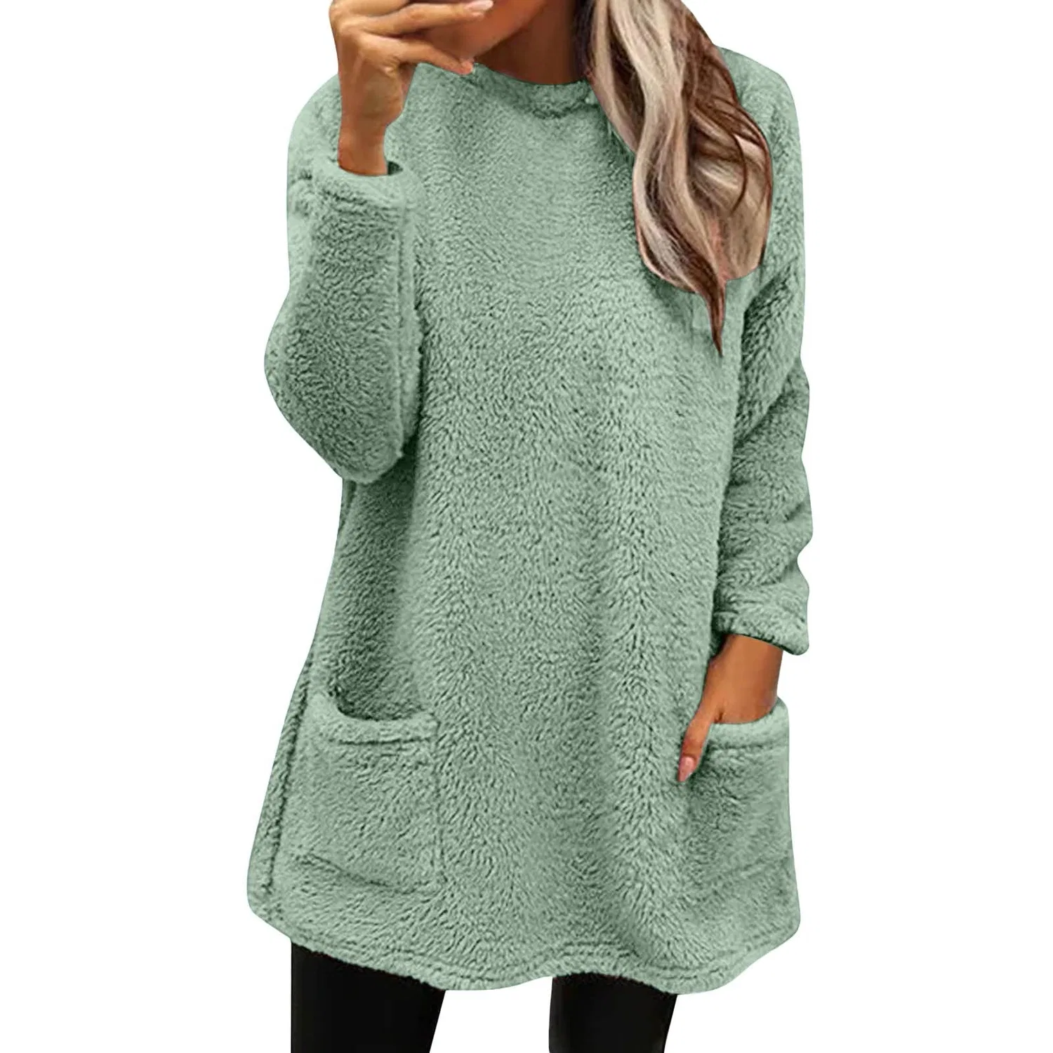 Женское зимнее пальто свободного кроя с длинным рукавом, 100 г, Verde