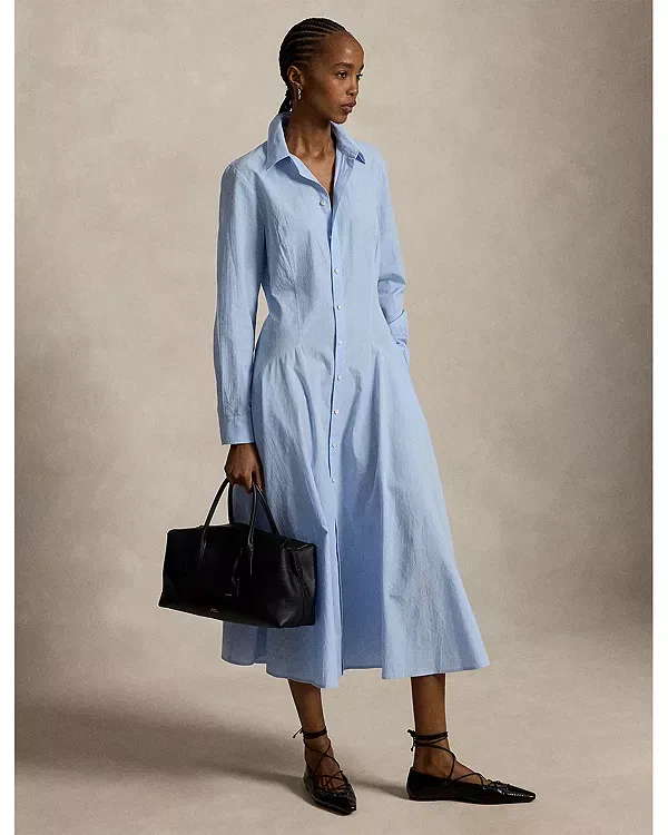Женское хлопковое платье-рубашка Ralph Lauren, синий — фото 2