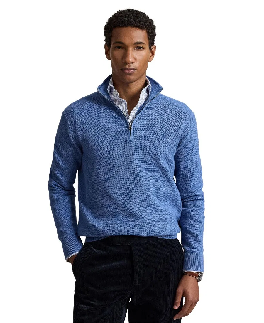 Свитер с воротником-стойкой и молнией Polo Ralph Lauren, Blue Borage Heather