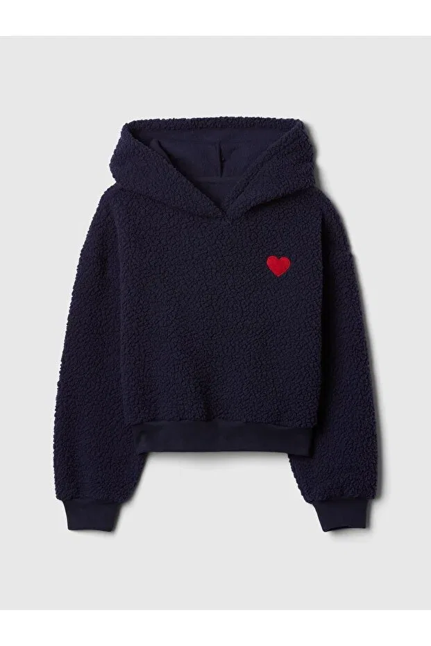 Детское укороченное худи из флиса с принтом Gap, Navy Blue-000 — фото 2