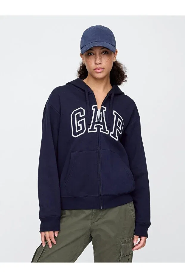 Женские свитшот на молнии с логотипом Gap, Navy-011