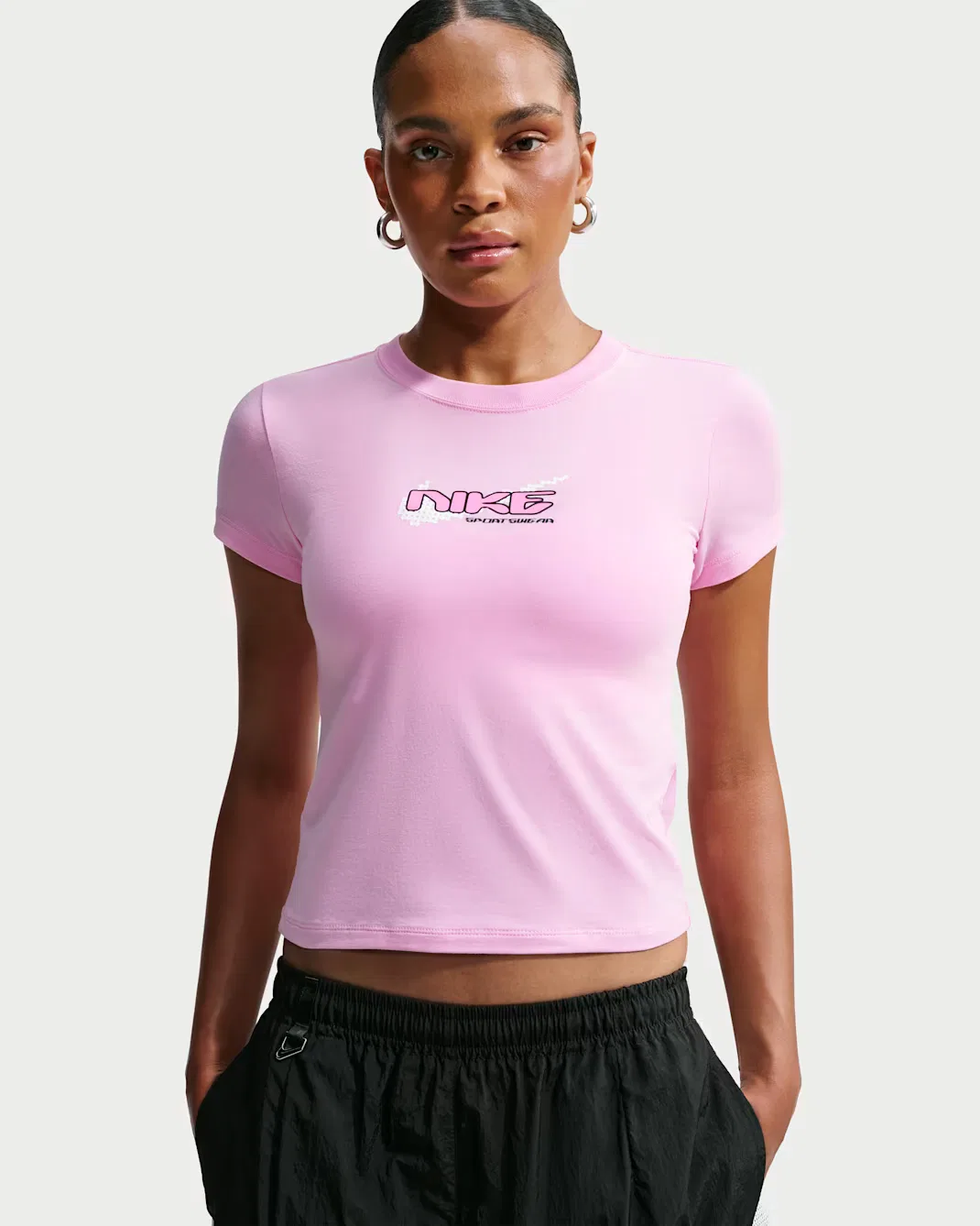 Женская облегающая укороченная футболка в стиле Mod Nike Sportswear Chill Knit, Pink Rise