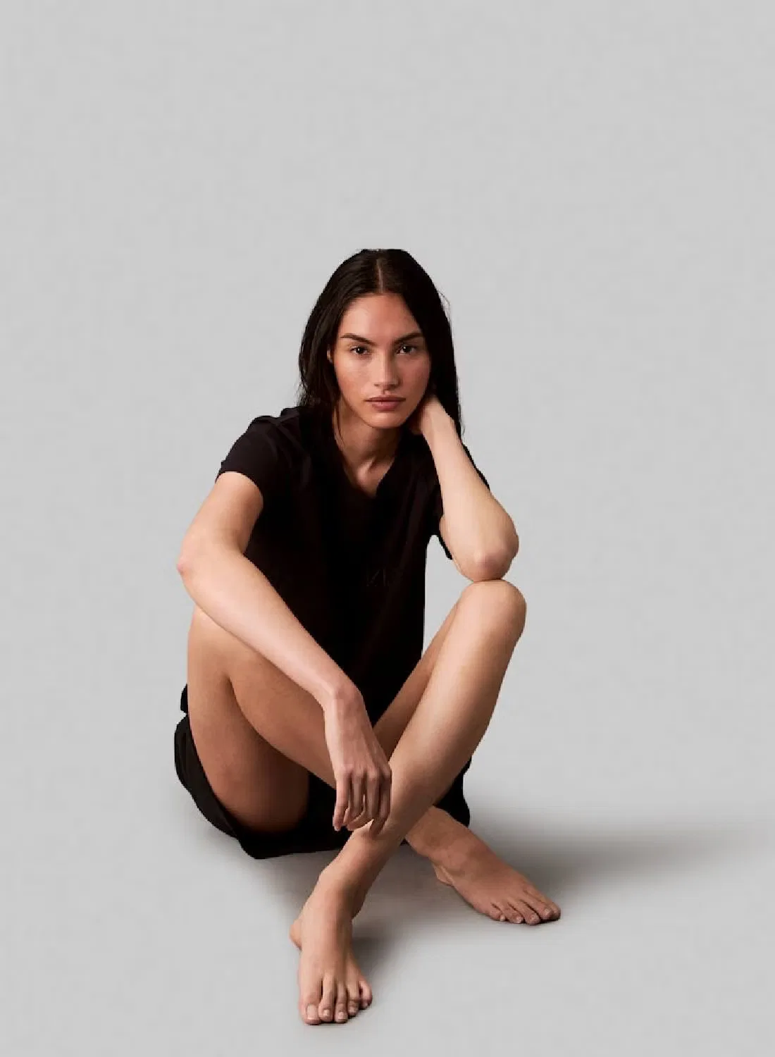 Пижамная футболка классическая хлопковая Calvin Klein, черный — фото 4