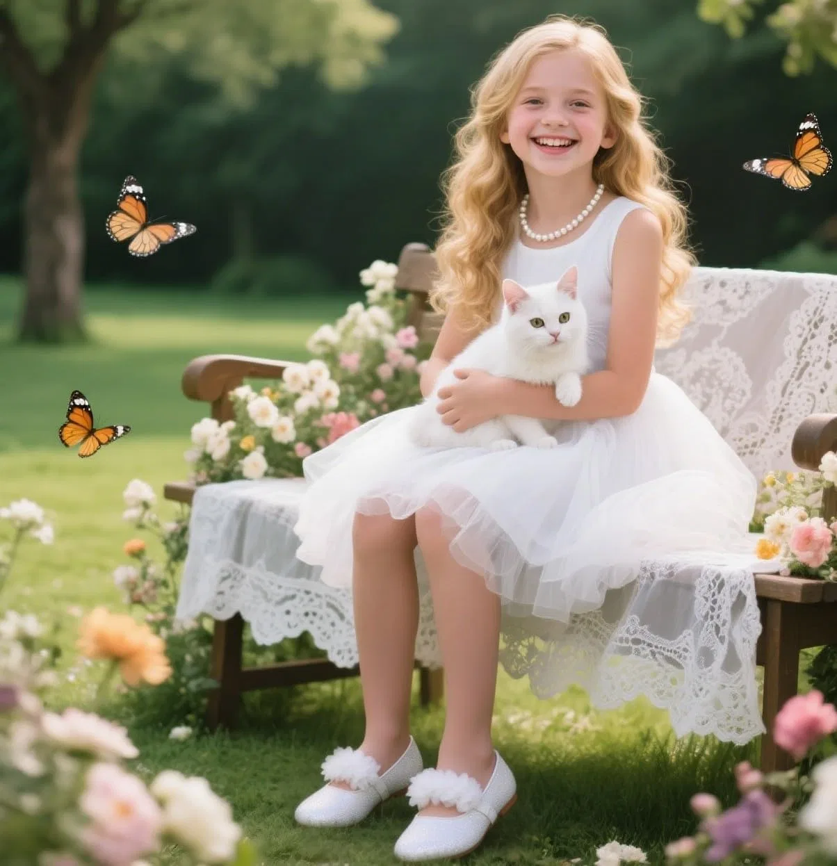 Детские туфли Мэри Джейн для девочек Little Flower Otter MOMO, White — фото 2