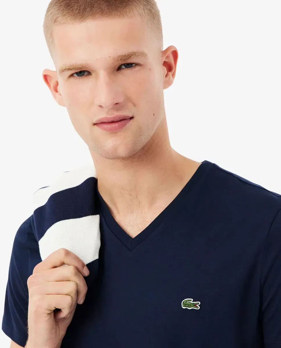 Мужская футболка с коротким рукавом хлопковая Lacoste, Navy — фото 3