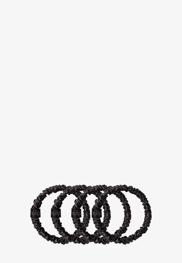 Набор шелковых резинок для волос Pure Silk Skinny Scrunchies Slip, Black