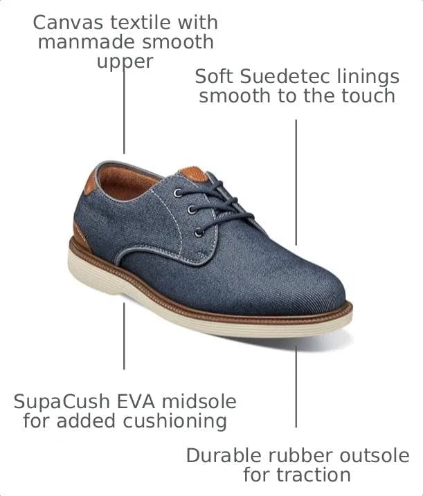 Детские оксфорды из канваса с носком без декора Highland Florsheim, Navy — фото 3