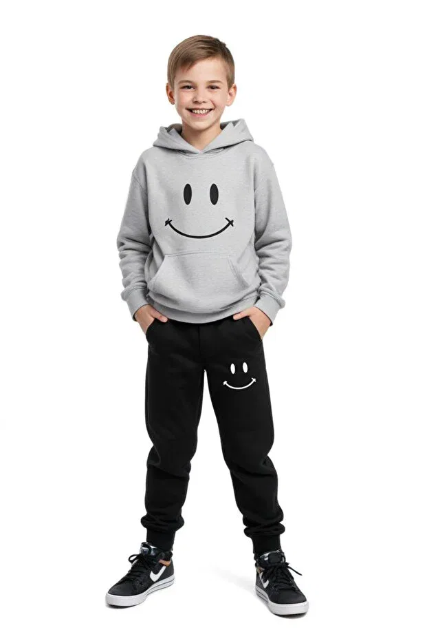 Детский спортивный костюм для мальчиков с принтом Fyk Kids, Gray-Blue-Black — фото 2