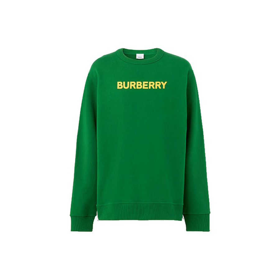Свитер Burberry хлопковый с принтом логотипа, зеленый