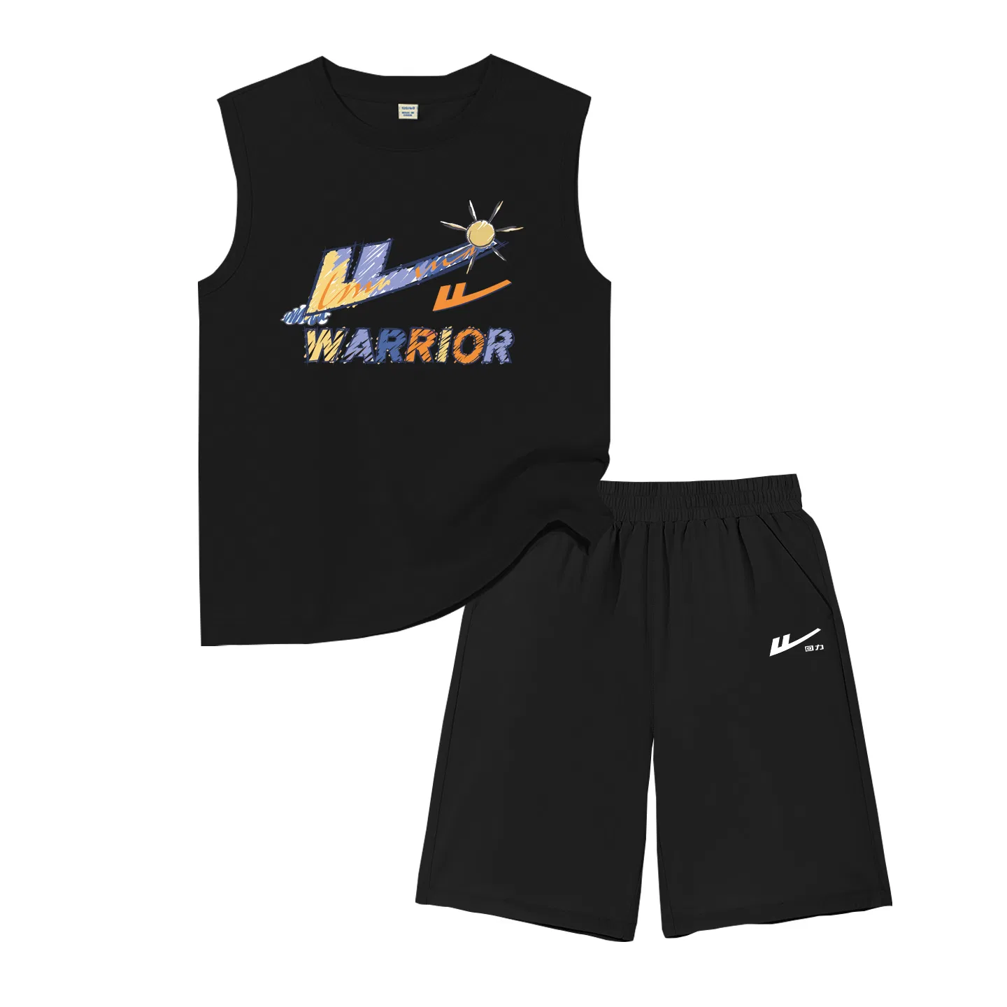 Детский спортивный комплект для мальчиков с принтом Orange/H Multicolor Label-Black/H White Huili Small K WARRIOR — фото 3