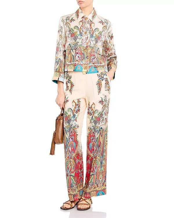 Женская куртка с принтом Printed Cropped Jacket Etro, Printed White — фото 2