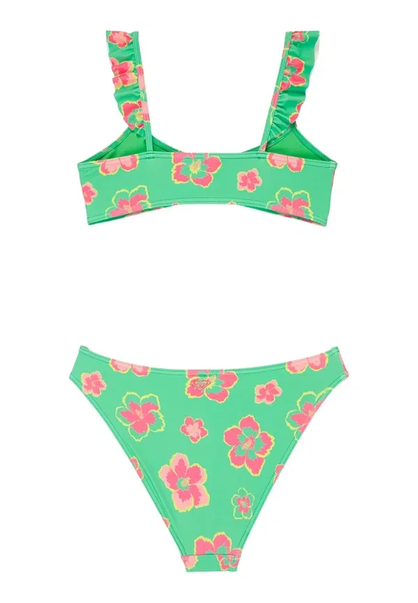 Купальник бикини с цветочным принтом Tropicool Roxy, Green, Pink, зеленый/розовый — фото 2