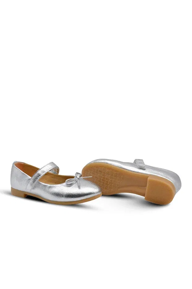 Детские балетки для девочек с липучкой Jessica Kids A More, Silver — фото 3