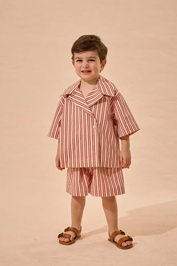 Детская рубашка для мальчиков с длинным рукавом Double-Breasted shirt red Fahhar Kids, Red