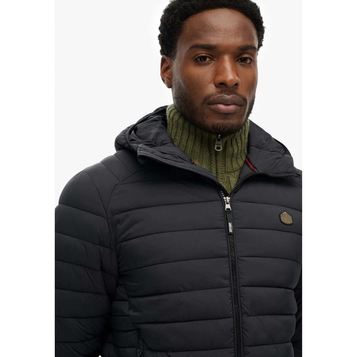 Мужская стеганая куртка с капюшоном Superdry, Black — фото 4