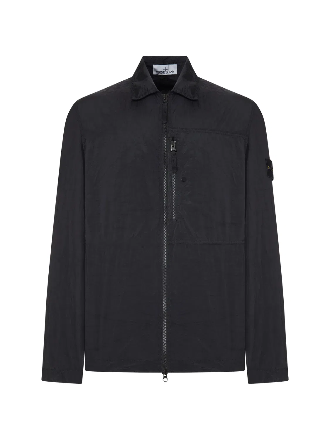Куртка-рубашка на молнии черная Stone Island, черный