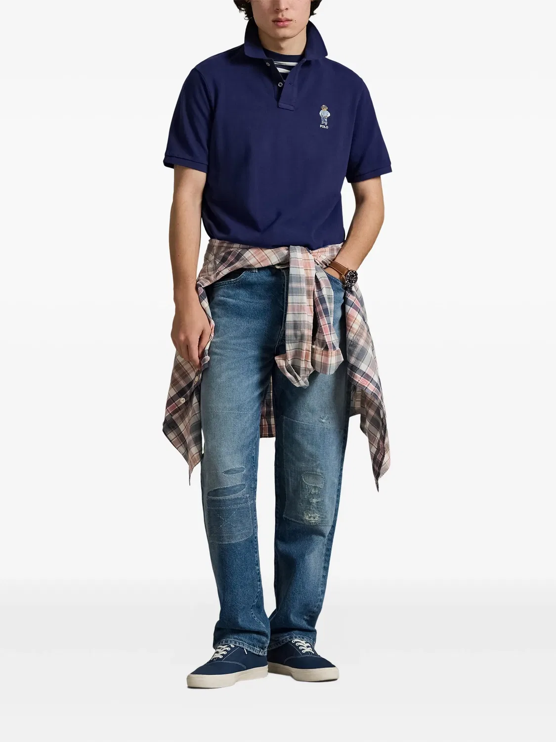 Поло с вышивкой медведя Polo Ralph Lauren, синий — фото 2